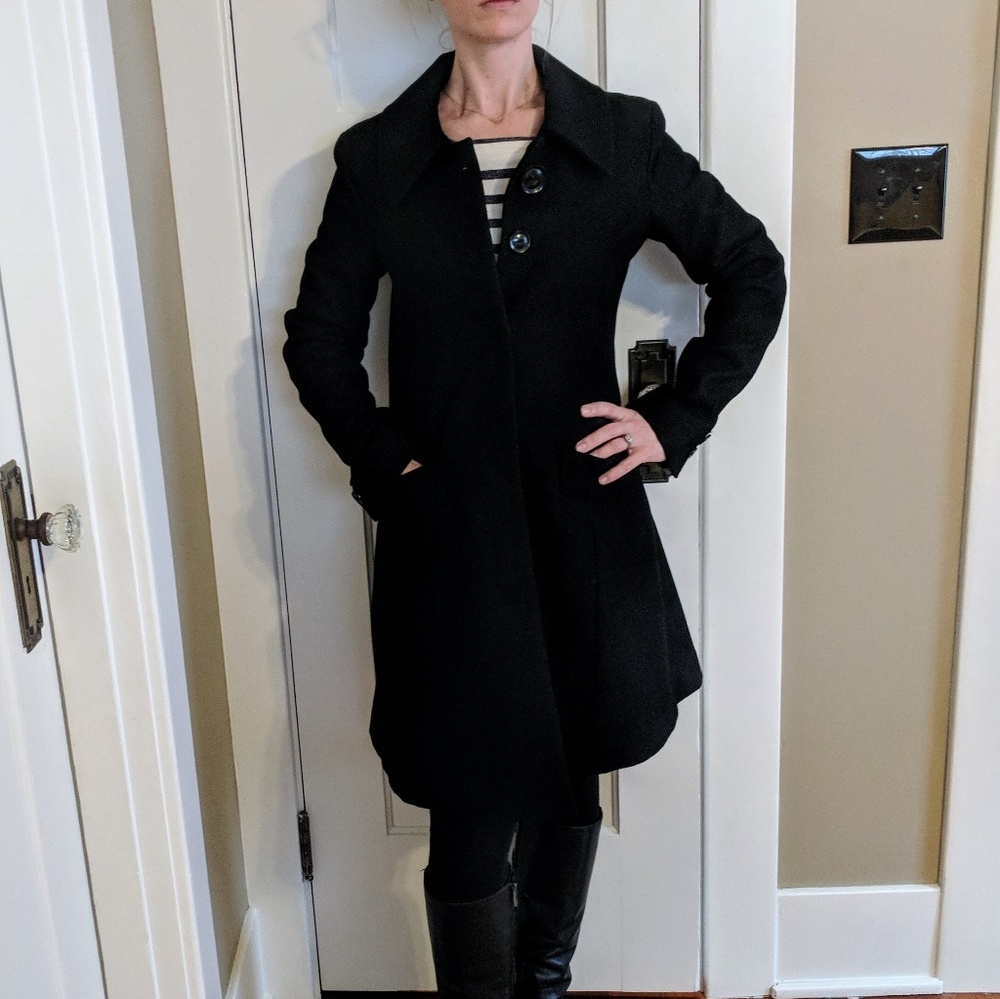 Knee-length Tulle Wool Coat